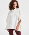 Jm Collection Women's Cowl-neck Button-detail Poncho, Macy's Exclusive In Neutral