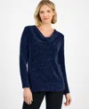 Jm Collection Women's Cowl-neck Chenille Sweater, Macy's Exclusive In Blue