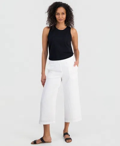 Jm Collection Women's Crinkle Wide-leg Cropped Pants, Macy's Exclusive In White