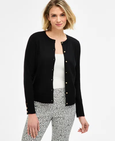Jm Collection Women's Cropped Cardigan Sweater, Macy's Exclusive In Black