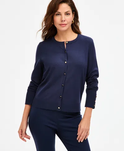 Jm Collection Women's Cropped Cardigan Sweater, Macy's Exclusive In Blue