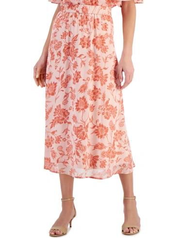 Jm Collection Women's Printed Pull-on Skirt, Created For Macy's In Rose Tint Combo