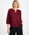 Jm Collection Women's Embellished-neck Cheetah-print Blouse, Macy's Exclusive In Red