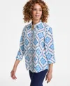 Jm Collection Women's Embellished-placket Button-front Shirt, Exclusively At Macy's In Neo Natural