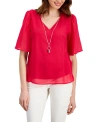 JM COLLECTION WOMEN'S FLUTTER-SLEEVE NECKLACE TOP, CREATED FOR MACY'S