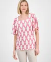 Jm Collection Women's Flutter-sleeve Square Neck Top, Exclusively At Macy's