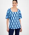Jm Collection Women's Flutter-sleeve Square Neck Top, Exclusively At Macy's