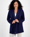 Jm Collection Women's Fringe Shawl-collar Open-front Cardigan, Macy's Exclusive In Blue