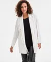 Jm Collection Women's Fringe Shawl-collar Open-front Cardigan, Macy's Exclusive In Neutral
