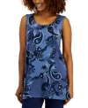 JM COLLECTION WOMEN'S PRINTED KNIT DRESSING TANK TOP, CREATED FOR MACY'S