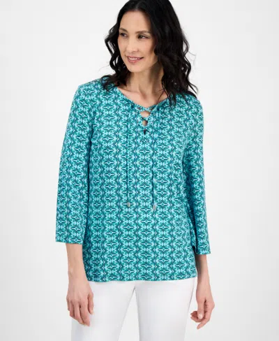 Jm Collection Women's Lace Up Knit Top, Exclusively At Macy's