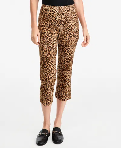 Jm Collection Women's Leopard Rivet High-waisted Pull-on Capris, Macy's Exclusive In Animal Print