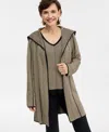 Jm Collection Women's Long-sleeve Herringbone Cardigan Sweater, Macy's Exclusive In Multi