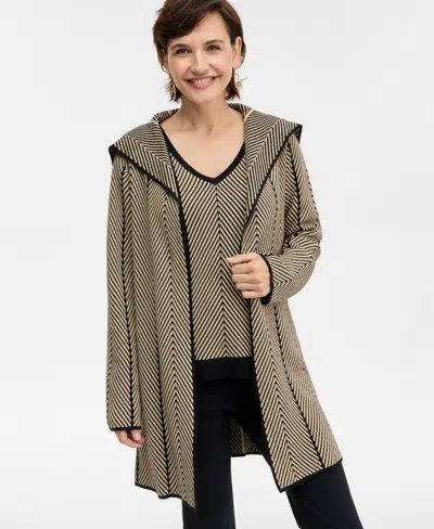 Jm Collection Women's Long-sleeve Herringbone Cardigan Sweater, Macy's Exclusive In Multi