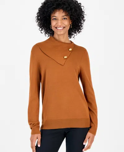 Jm Collection Women's Long-sleeve Cowl Neck Sweater, Macy's Exclusive In Cinnamon Spice