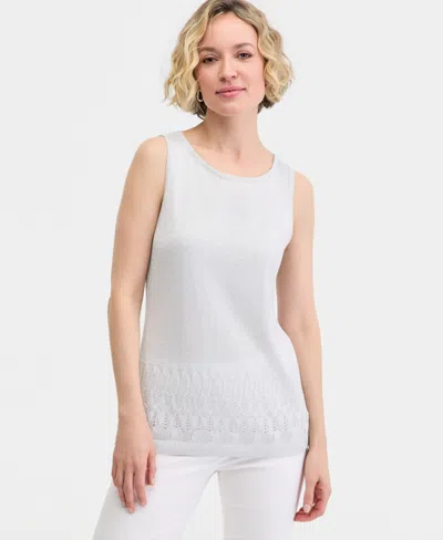 Jm Collection Women's Metallic Pointelle Sweater Tank Top, Macy's Exclusive In Gray