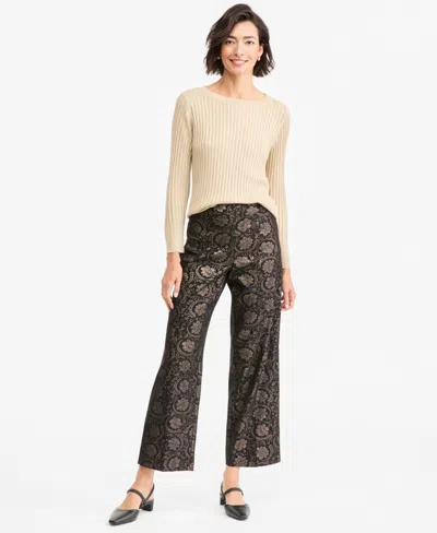 Jm Collection Women's Metallic Printed High-rise Wide-leg Pants, Macy's Exclusive In Gold