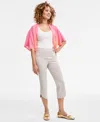 Jm Collection Womens Printed Short Sleeve Top Tulip Hem Capri Pants Exclusively At Macys In Gray
