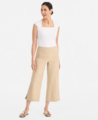 Jm Collection Women's Mid-rise Pull-on Wide-leg Capri Pants, Macy's Exclusive In Brown