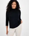Jm Collection Women's Mock-neck 3/4-sleeve Top, Macy's Exclusive In Black