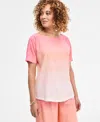 Jm Collection Women's Ombre Crinkle Short-sleeve Top, Exclusively At Macy's