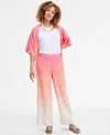 Jm Collection Womens Ombre Plisse Kimono Plisse Wide Leg Pants Exclusively At Macys