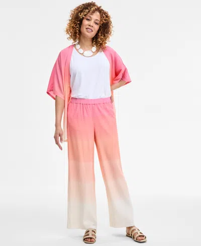 JM COLLECTION WOMEN'S OMBRE CRINKLE WIDE-LEG PANTS, EXCLUSIVELY AT MACY'S