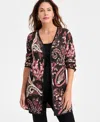 Jm Collection Women's Paisley Shine Jacquard Cardigan, Macy's Exclusive In Black