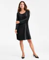 Jm Collection Women's Pleated Velvet Dress, Macy's Exclusive In Black