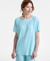 Jm Collection Women's Pleated Dolman Short-sleeve Top, Exclusively At Macy's In Teal Spark