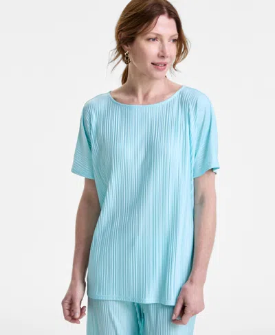 Jm Collection Women's Pleated Dolman Short-sleeve Top, Exclusively At Macy's In Teal Spark