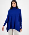 Jm Collection Women's Poncho Turtleneck Sweater, Regular & Petite, Created For Macy's In Blue