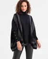 Jm Collection Women's Poncho Turtleneck Sweater, Regular & Petite, Created For Macy's In Black