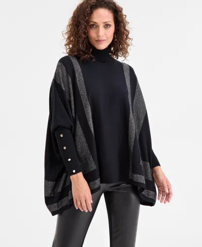 JM COLLECTION WOMEN'S PONCHO TURTLENECK SWEATER, REGULAR & PETITE, CREATED FOR MACY'S