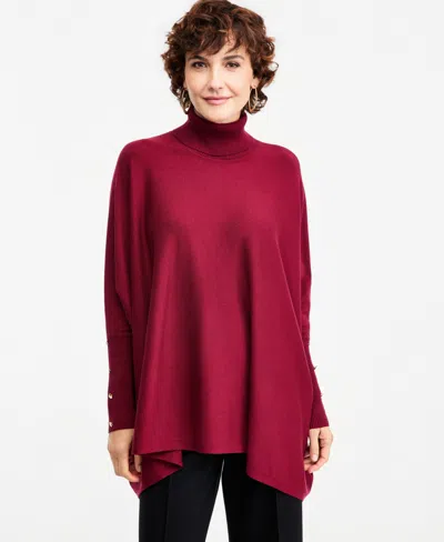 Jm Collection Women's Poncho Turtleneck Sweater, Regular & Petite, Created For Macy's In Brown