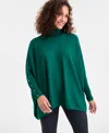 Jm Collection Women's Poncho Turtleneck Sweater, Regular & Petite, Created For Macy's In Green