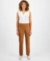 Jm Collection Women's Ponte-knit Pull-on Ankle Pants, Exclusively At Macy's In Brown
