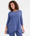Jm Collection Women's Printed 3/4-sleeve Knit Top, Exclusively At Macy's In Blue