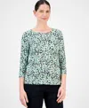 Jm Collection Women's Printed 3/4 Sleeve Scoop-neck Jacquard Top, Exclusively At Macy's In Multi