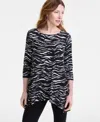 Jm Collection Women's Printed Swing Top, Exclusively At Macy's In Deep Black Zebra