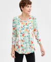 Jm Collection Women's Printed 3/4-sleeve Top, Exclusively At Macy's In Neo Natural