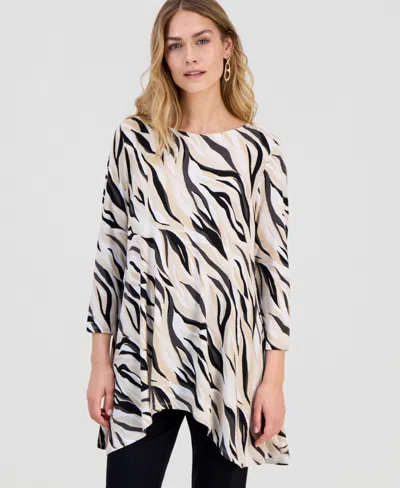 Jm Collection Women's Printed 3/4-sleeve Swing Knit Top, Macy's Exclusive In Multi