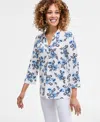 Jm Collection Women's Printed Collared 3/4-sleeve Top, Exclusively At Macy's