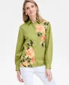 Jm Collection Women's Printed Cotton-poplin Blouse, Exclusively At Macy's In Palm Frond Combo