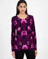 Jm Collection Women's Printed Crewneck Sweater, Macy's Exclusive In Multi