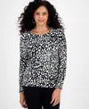 Jm Collection Women's Printed Crewneck Sweater, Macy's Exclusive In Multi