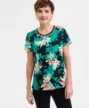 Jm Collection Women's Embellished Cotton Polished T-shirt, Exclusively At Macys In Deep Black