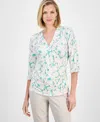 Jm Collection Women's Printed Faux-wrap Top, Exclusively At Macy's In Multi