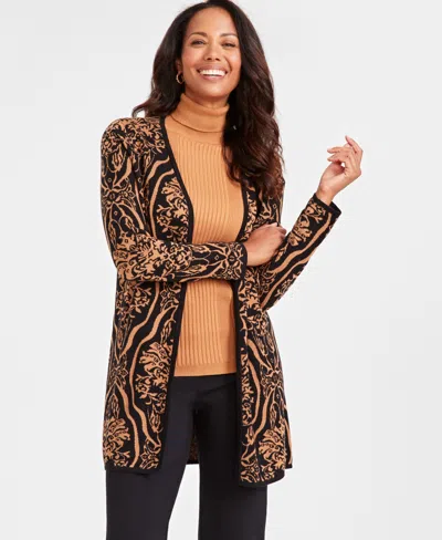 Jm Collection Women's Printed Jacquard Cardigan, Created For Macy's In ...