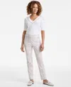Jm Collection Petite Jacquard Medallion-print Pull-on Pants, Exclusively At Macy's In Stonewall